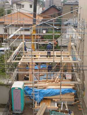 木造注文住宅 1階の施工