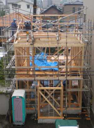 木造注文住宅 2階屋根の施工